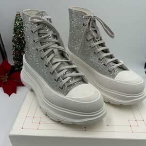 Men’s Alexander, McQueen treadslick crystal sneaker boots size 44 made in Italy